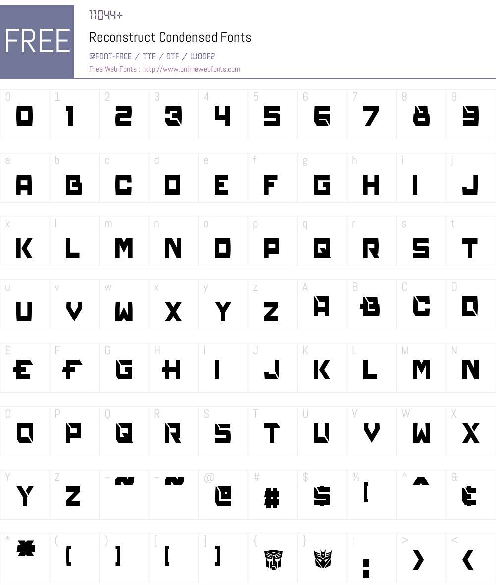 Reconstruct Condensed Font Screenshots