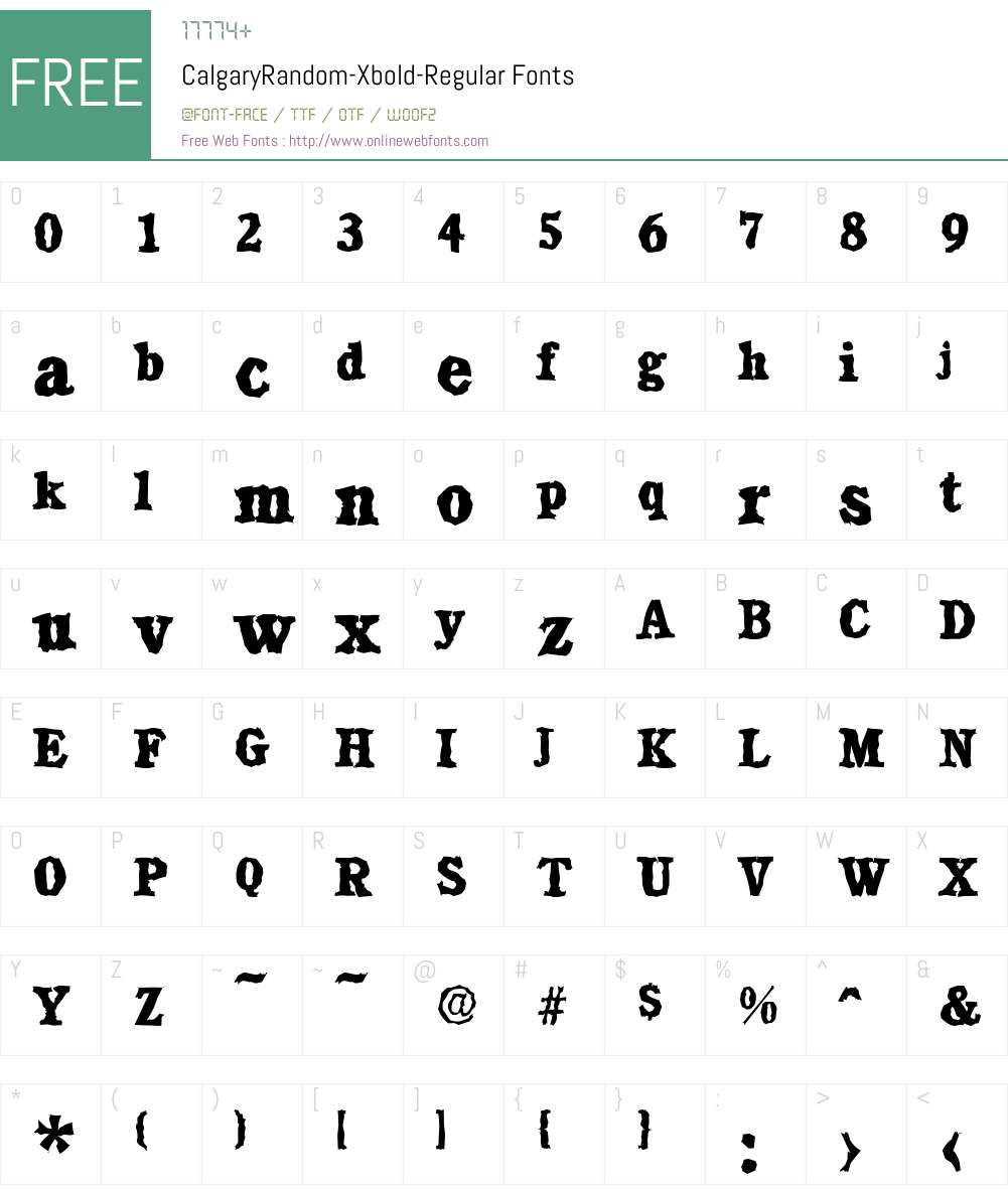 CalgaryRandom-Xbold Font Screenshots