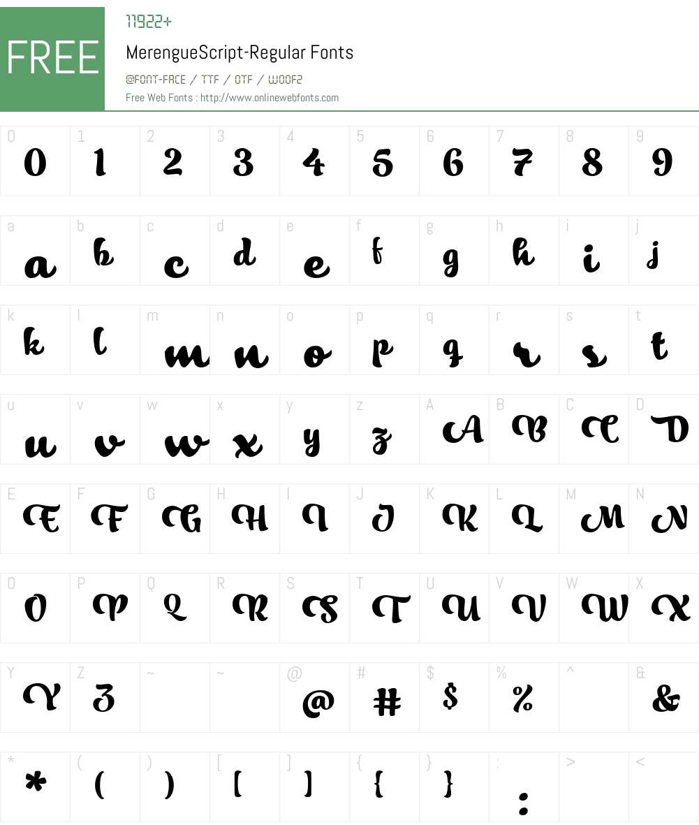 MerengueScript-Regular Font Screenshots