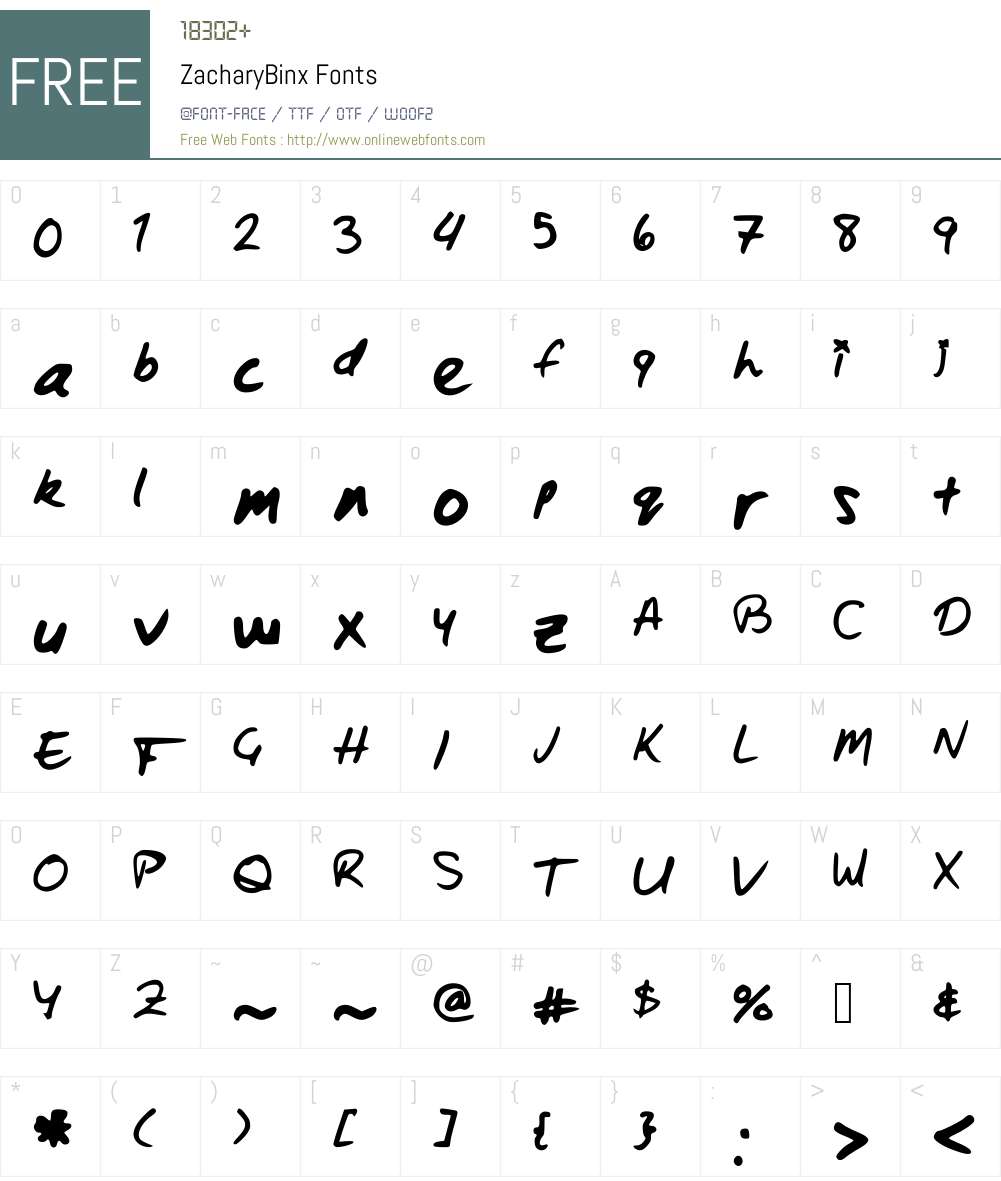 ZacharyBinx Font Screenshots