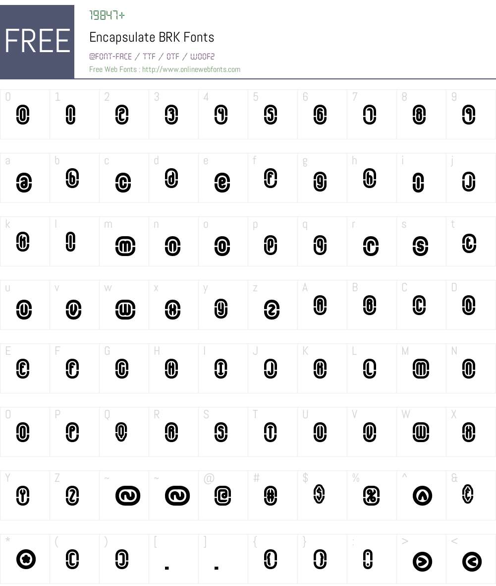 Encapsulate BRK Font Screenshots