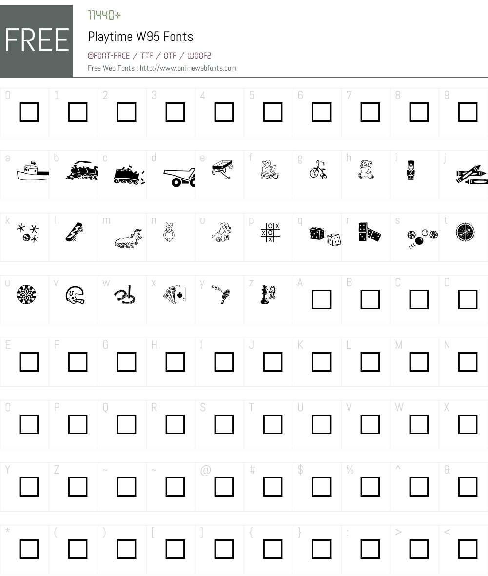 PlaytimeW95 Font Screenshots