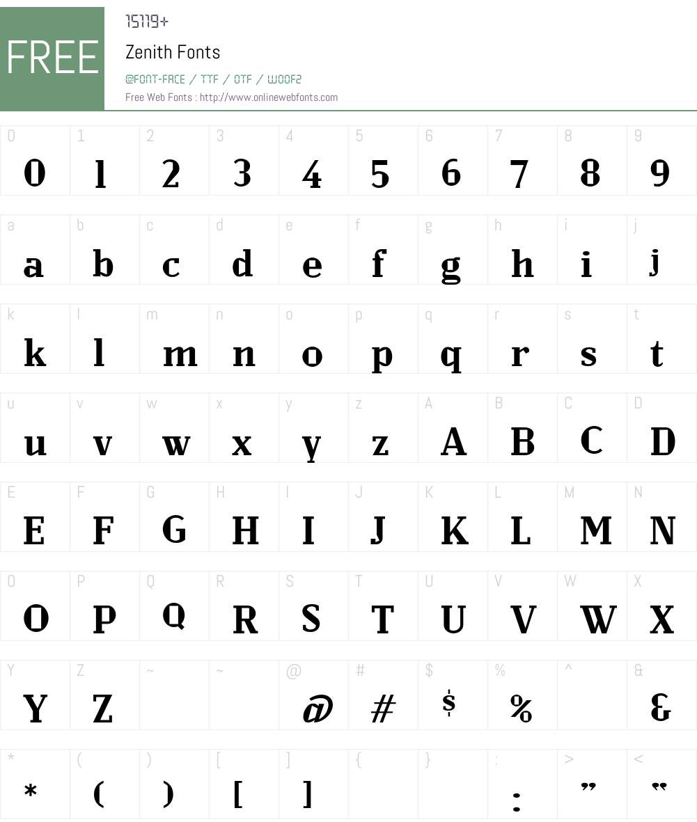 Zenith Font Screenshots