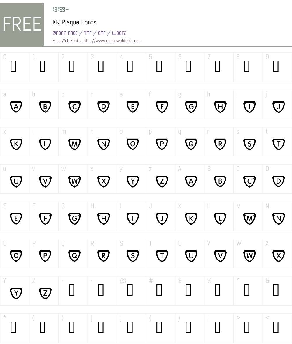 KR Plaque Font Screenshots