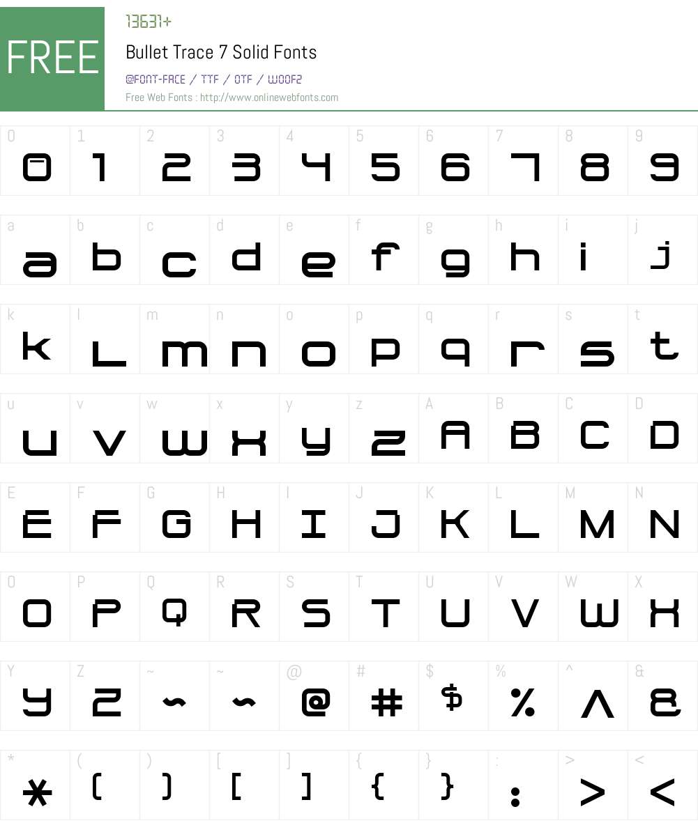 Bullet Trace 7 Solid Font Screenshots