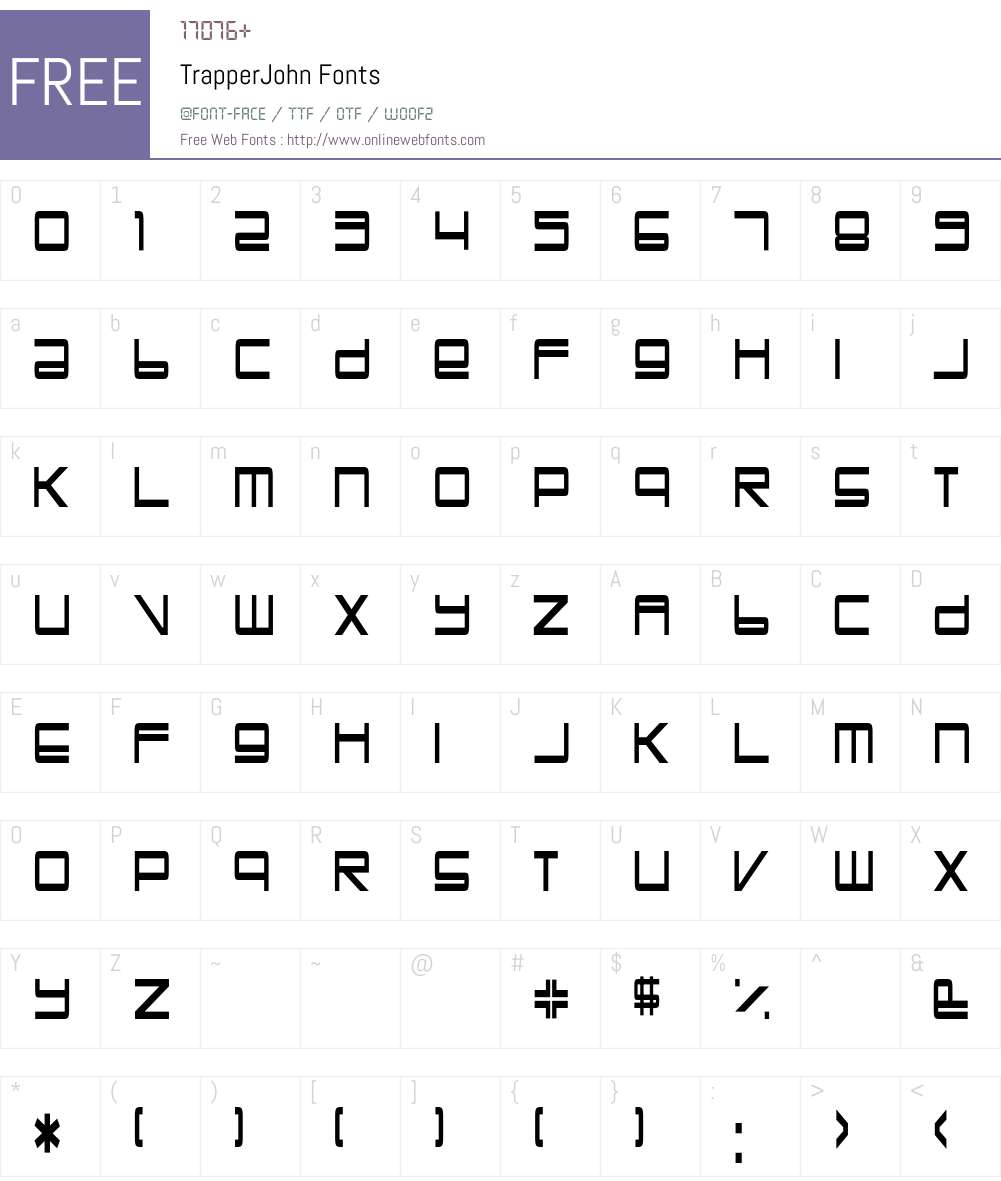 TrapperJohn Font Screenshots