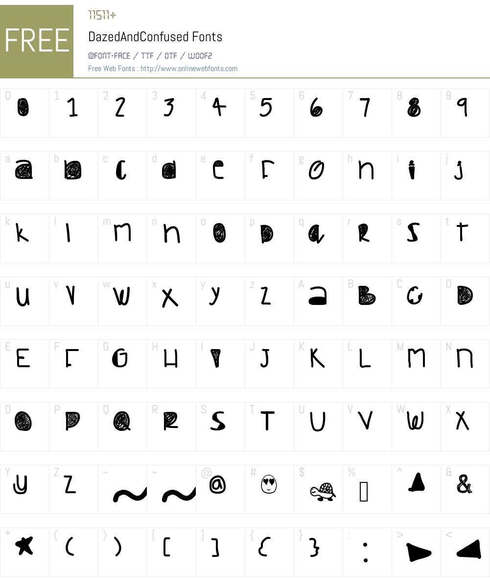 DazedAndConfused Font Screenshots