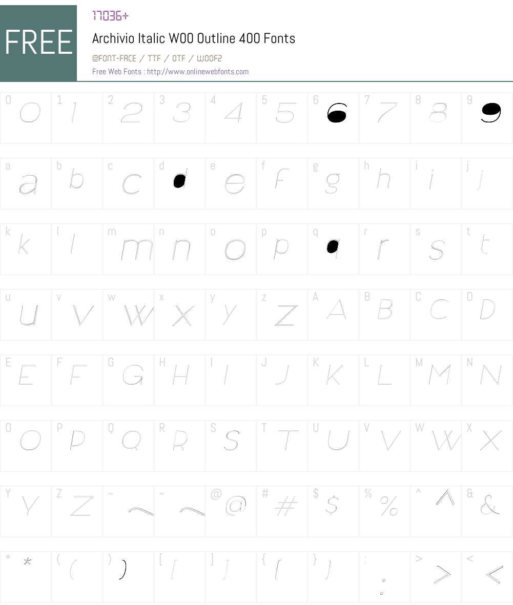 ArchivioItalicW00-Ou400 Font Screenshots