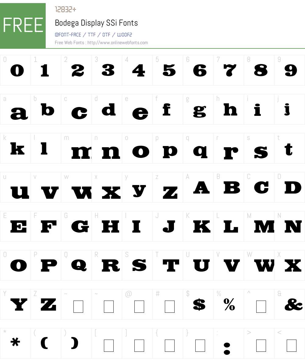 Bodega Display SSi Font Screenshots