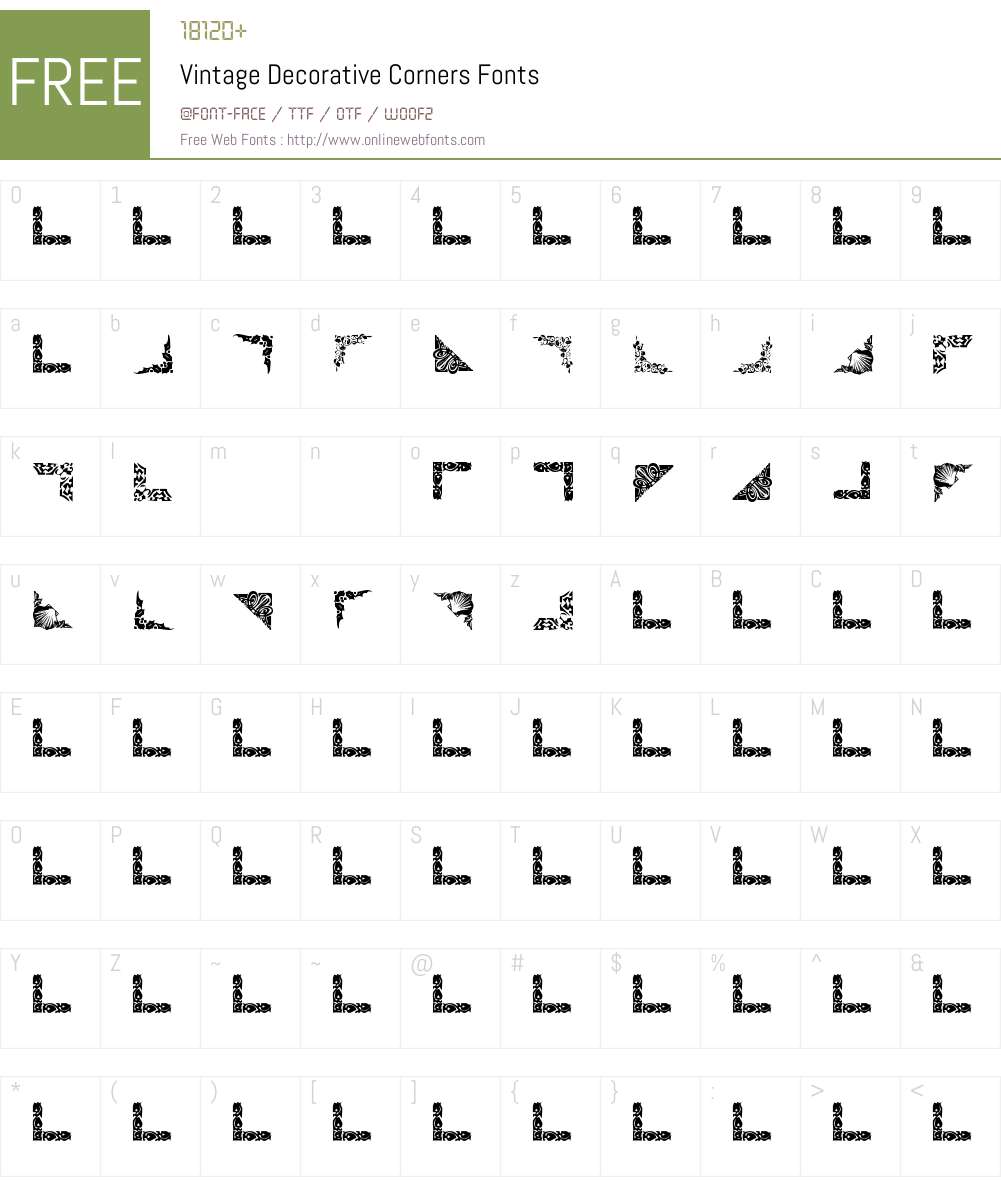 Vintage Decorative Corners Font Screenshots