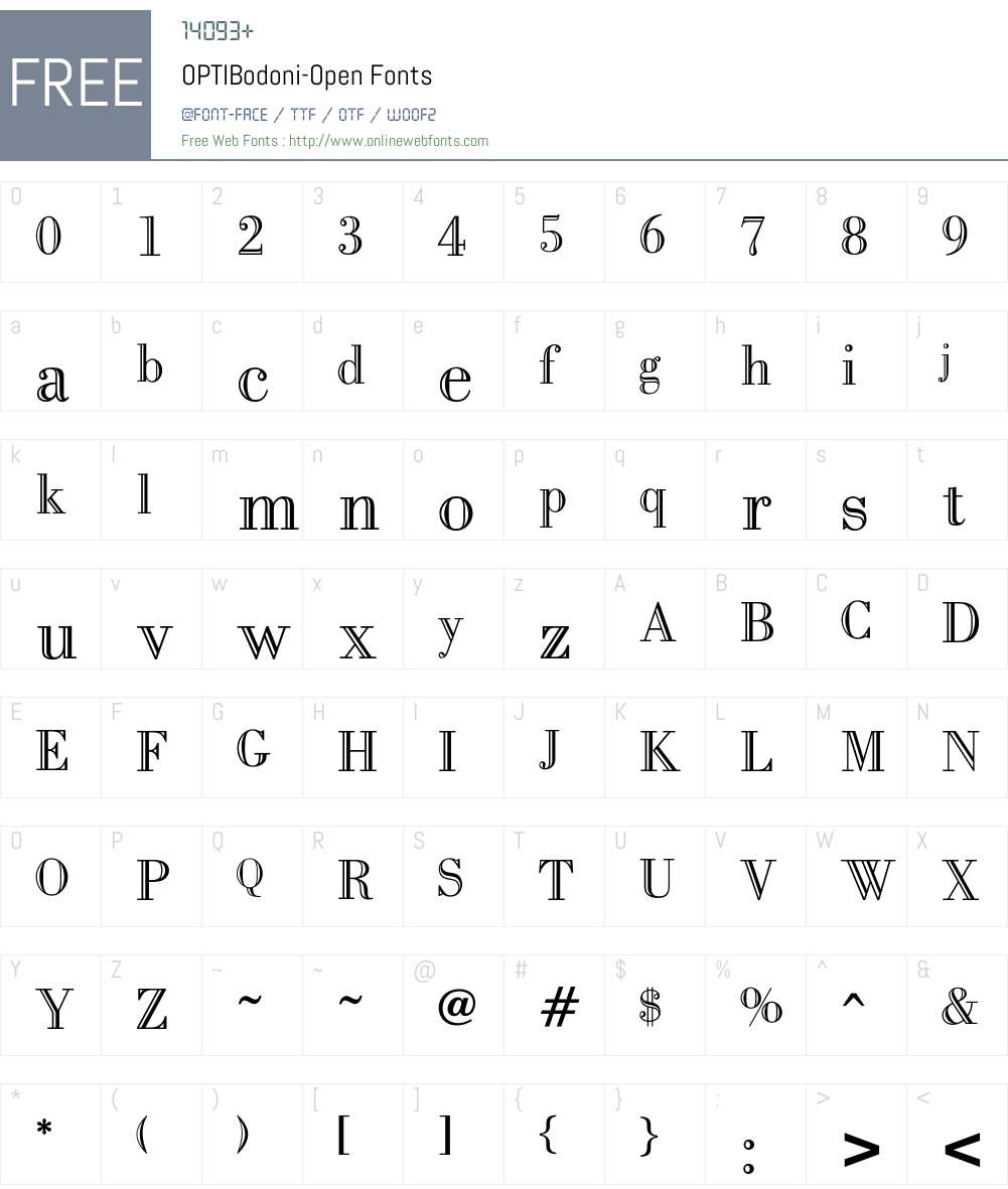 OPTIBodoni Font Screenshots