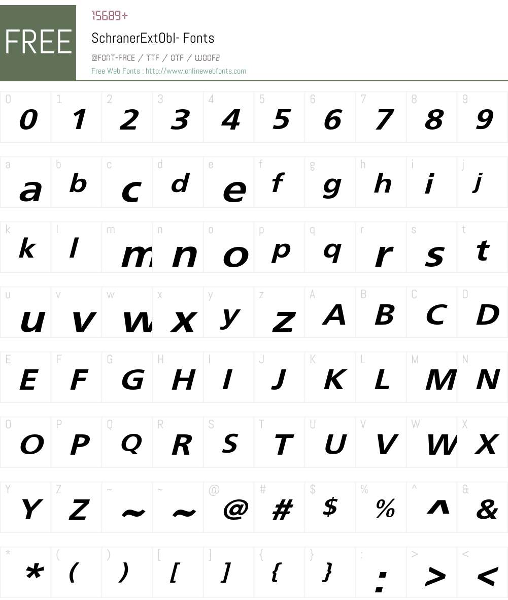 SchranerExtObl- Font Screenshots