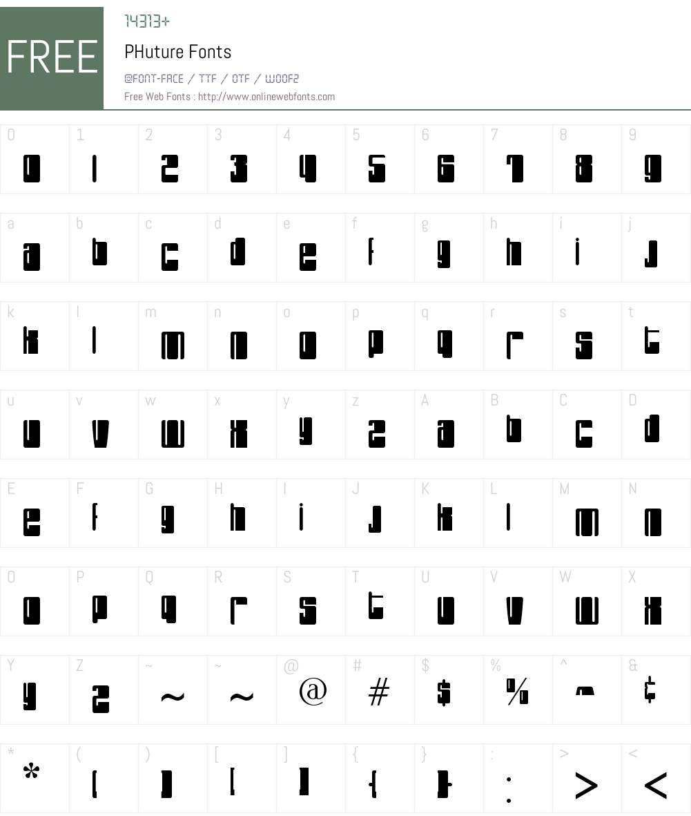 PHuture Font Screenshots