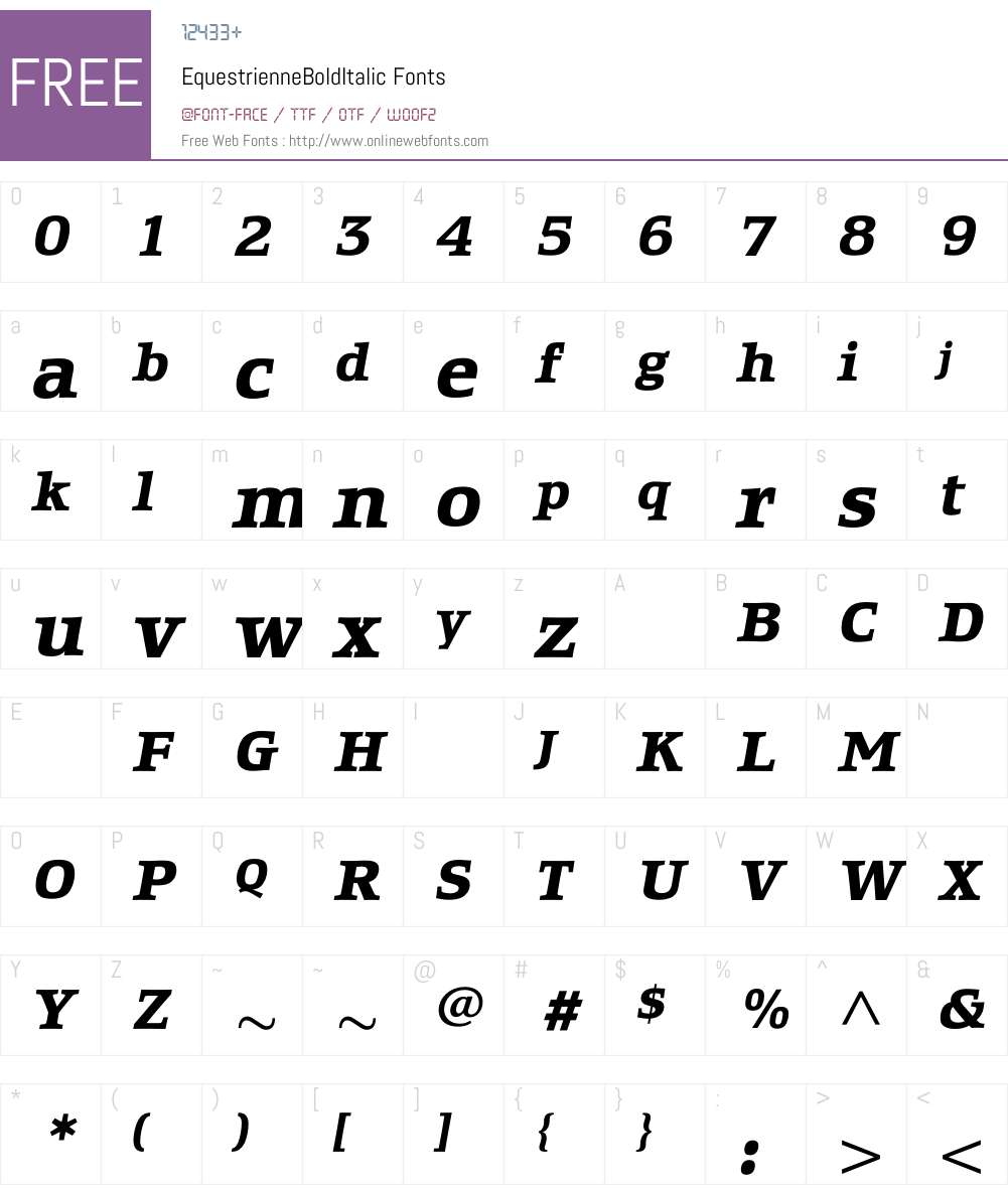 EquestrienneBoldItalic Font Screenshots