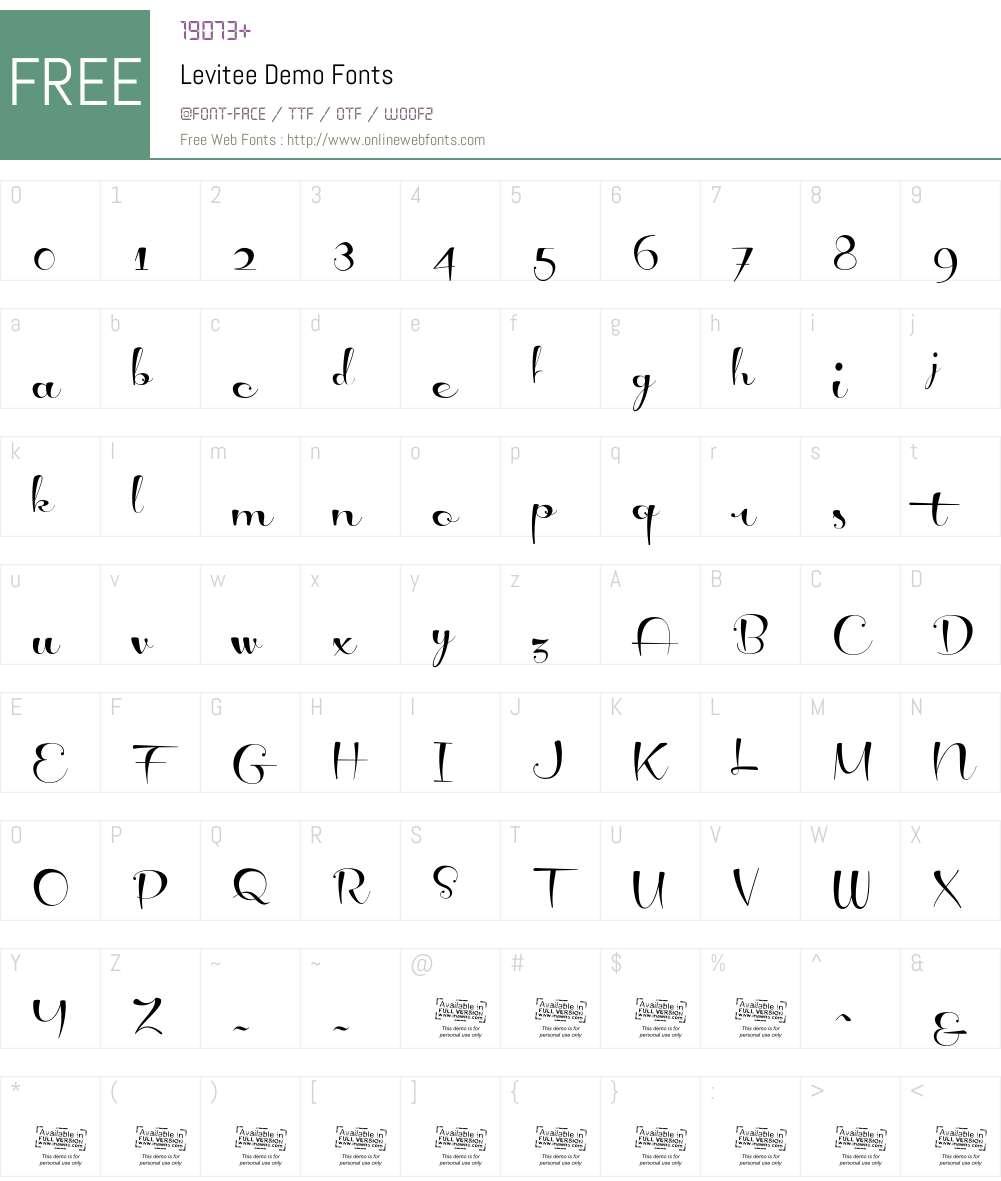 Levitee Demo Font Screenshots