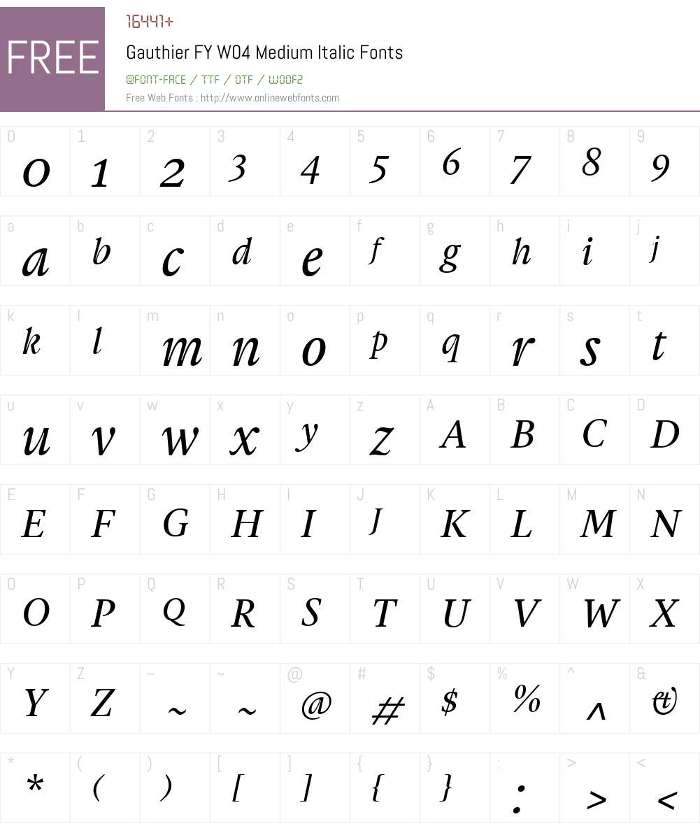 Gauthier FY Font Screenshots