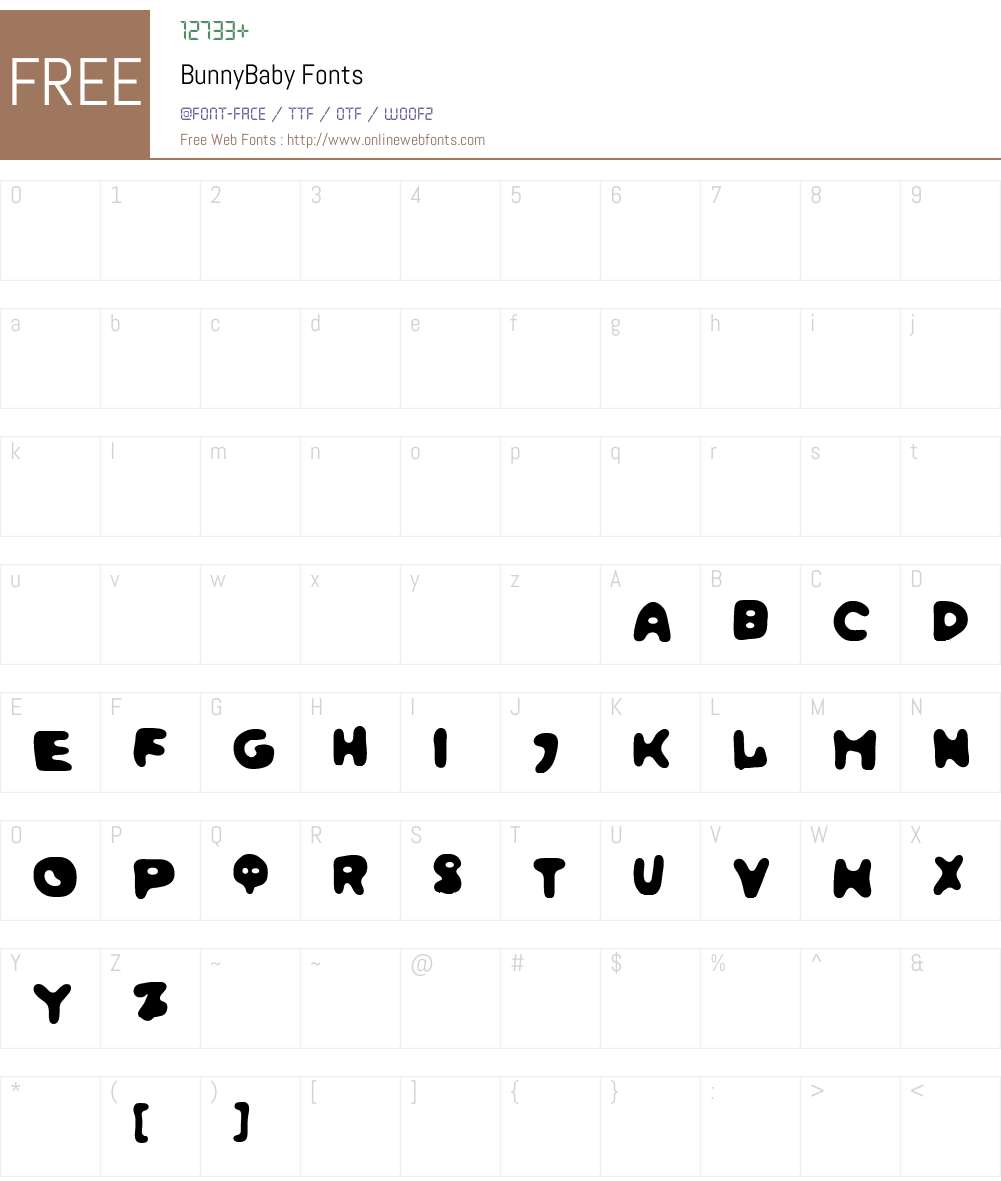 BunnyBaby Font Screenshots