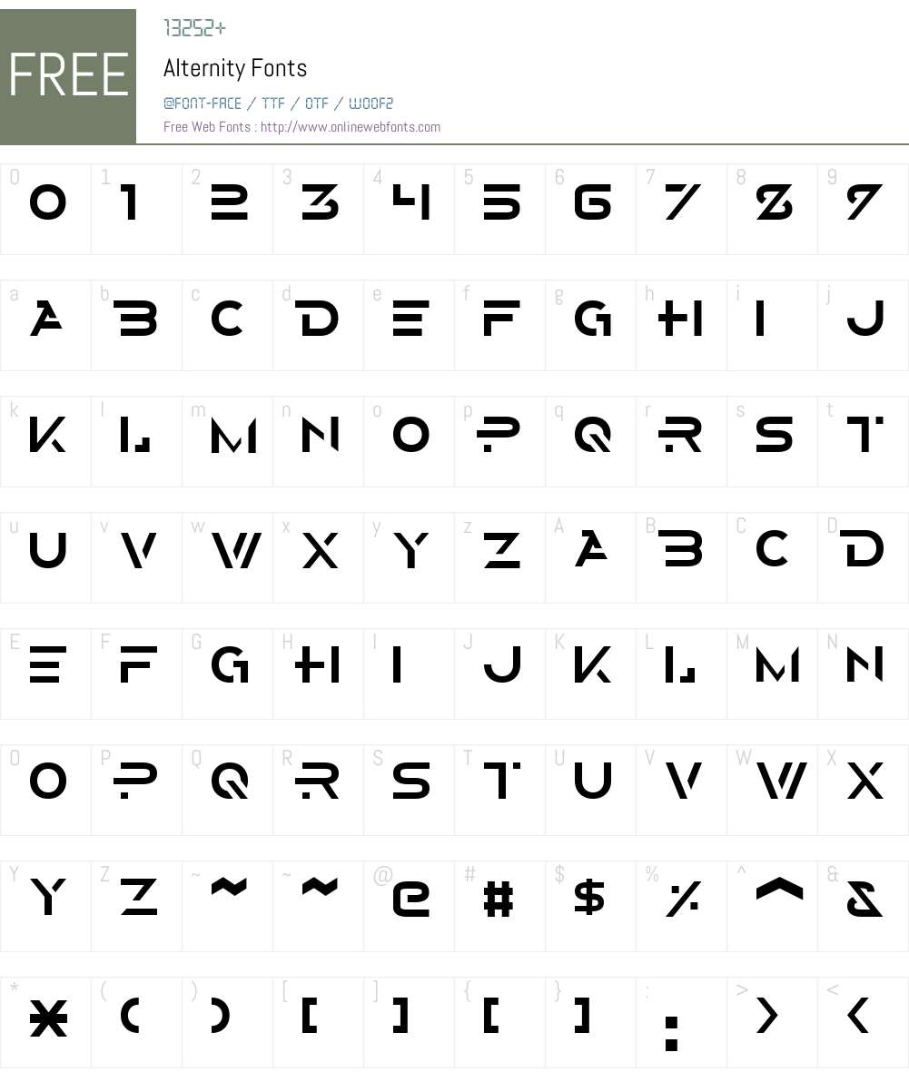 Alternity Font Screenshots
