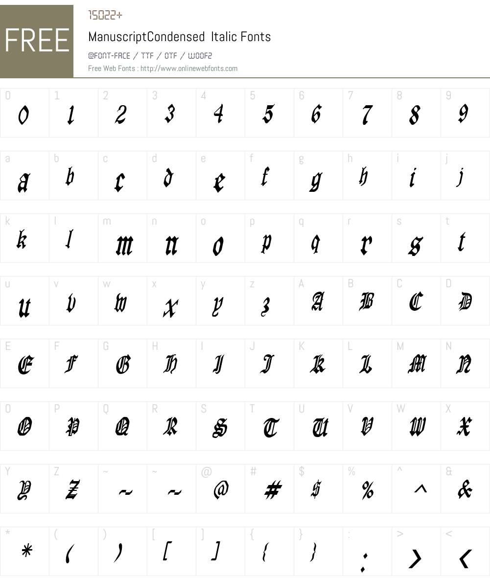 ManuscriptCondensed Font Screenshots