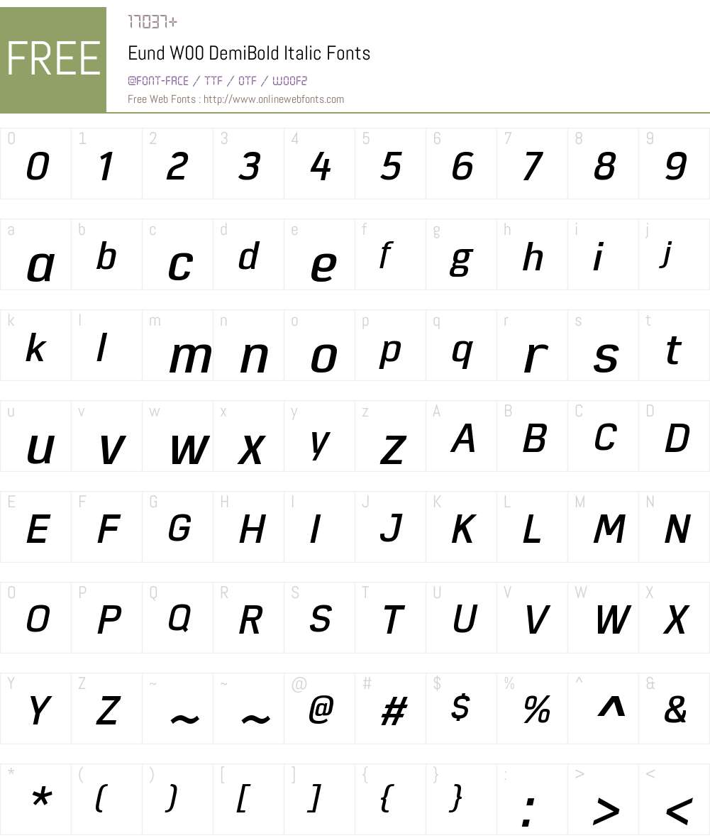 EundW00-DemiBoldItalic Font Screenshots