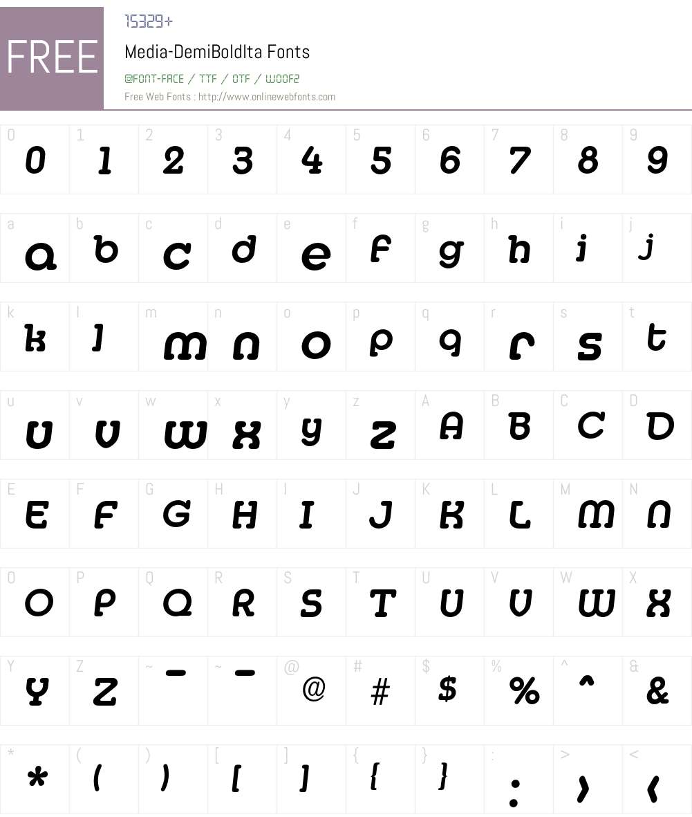 Media-DemiBoldIta Font Screenshots
