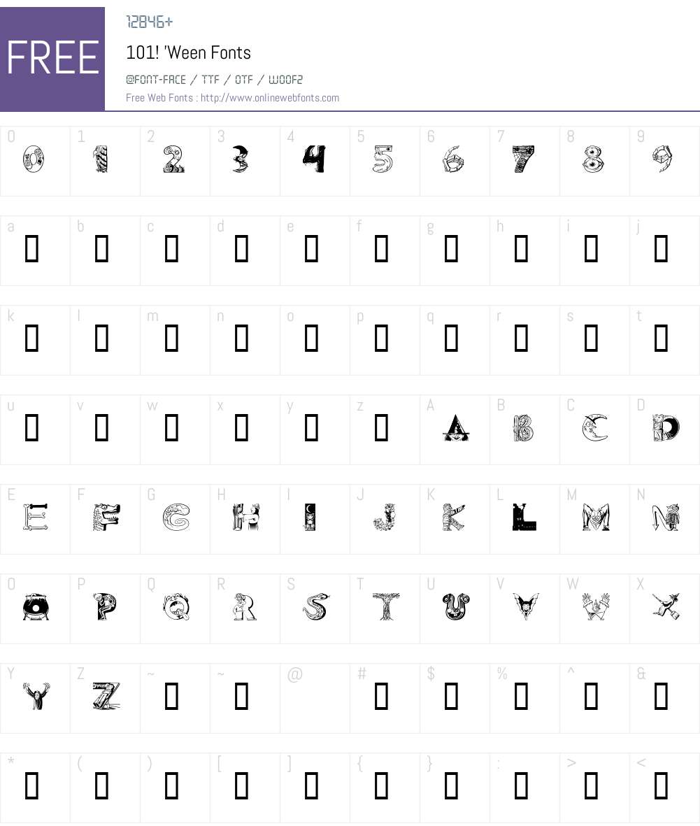 101! 'Ween Font Screenshots