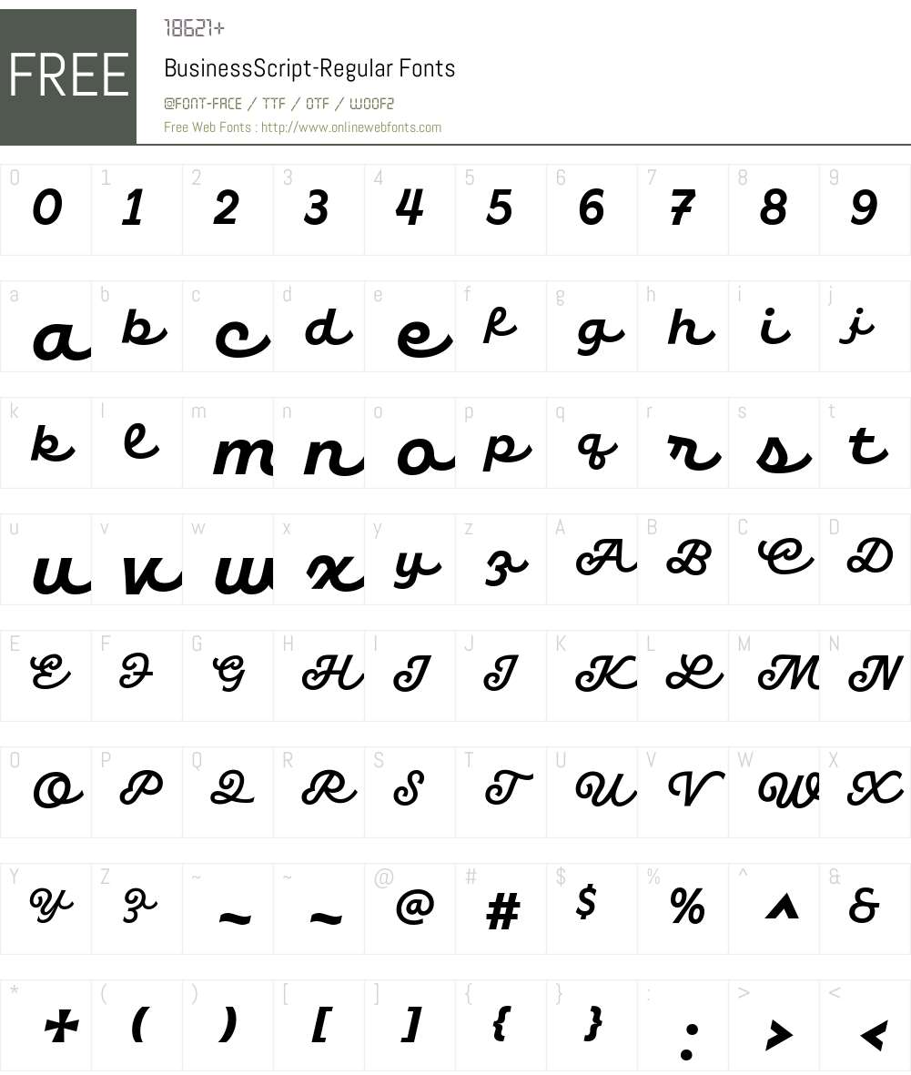 Business Script Font Screenshots