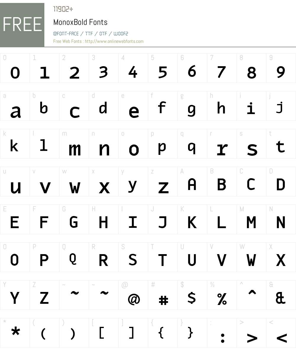 MonoxBold Font Screenshots