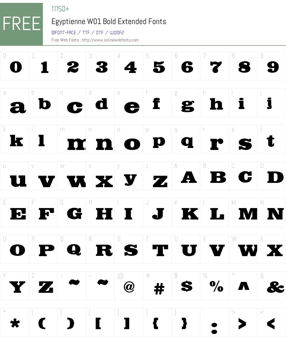 EgyptienneW01-BoldExtended Font Screenshots