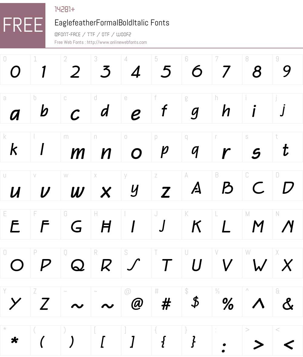 EaglefeatherFormalBoldItalic Font Screenshots