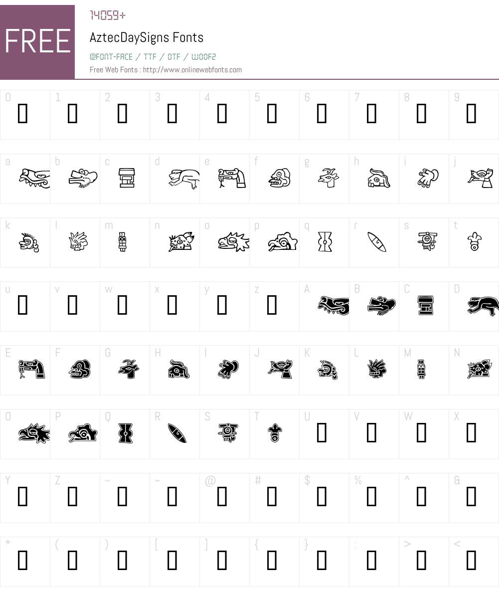 AztecDaySigns Font Screenshots