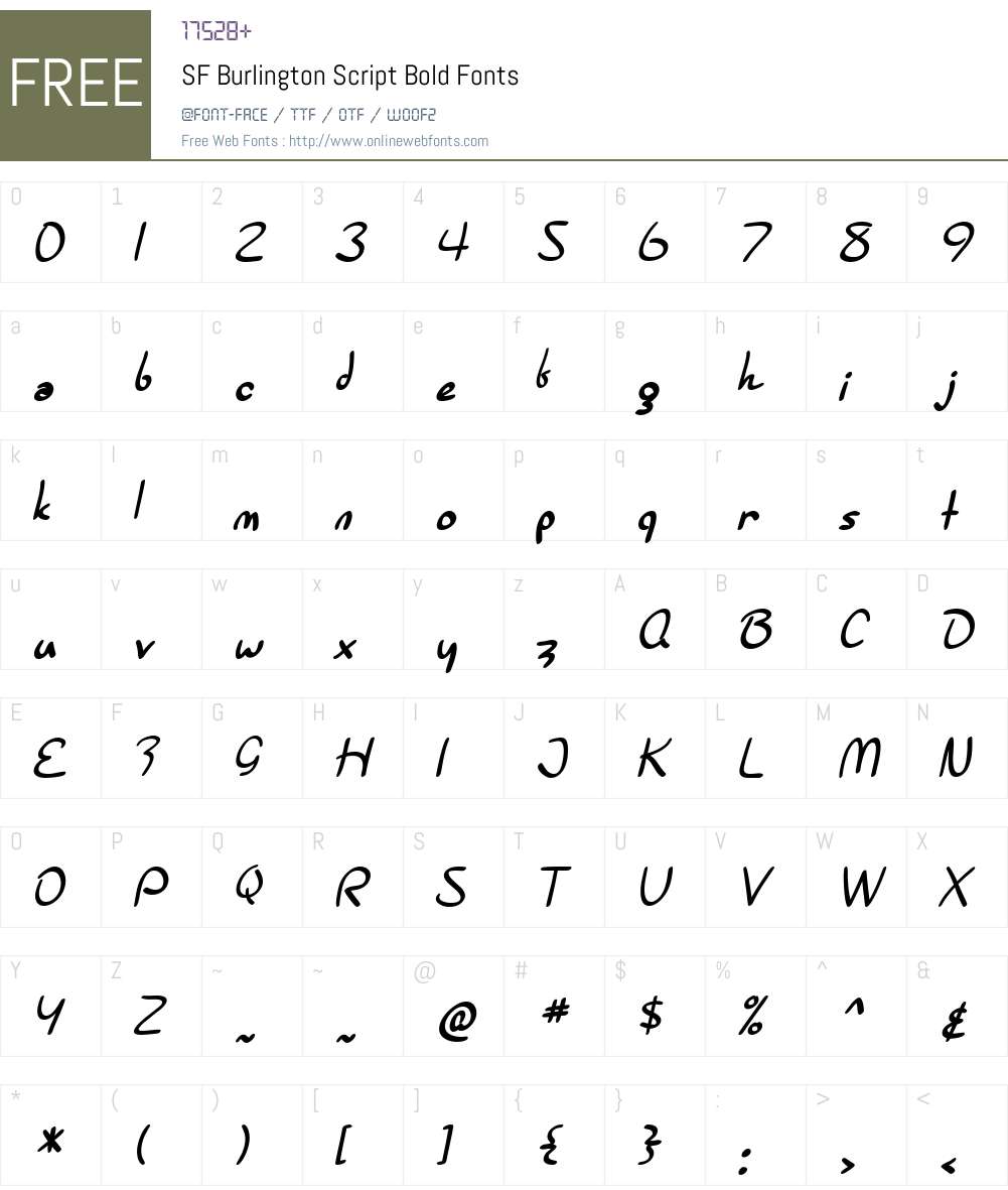 SF Burlington Script Font Screenshots