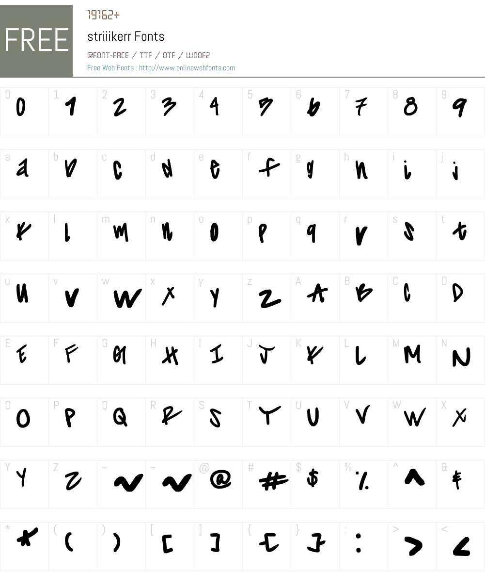 striiikerr Font Screenshots