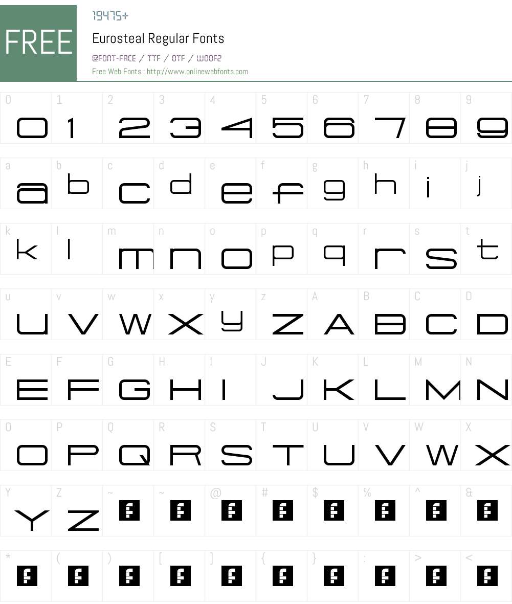Eurosteal Font Screenshots