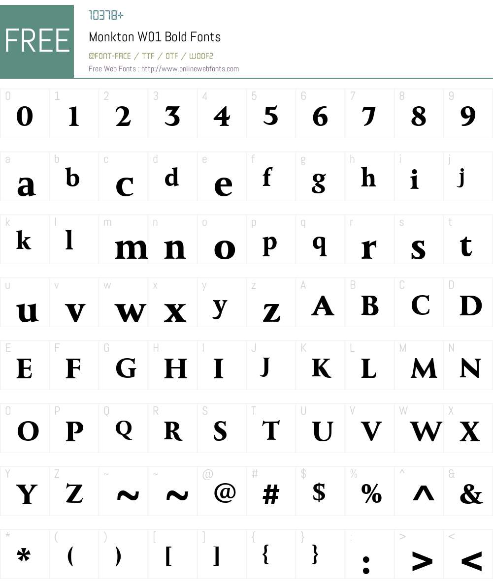 MonktonW01-Bold Font Screenshots