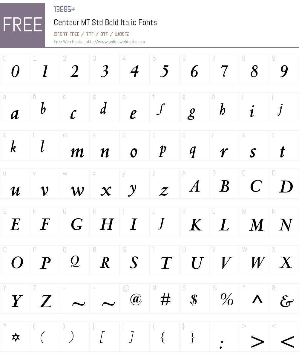 Centaur MT Std Font Screenshots