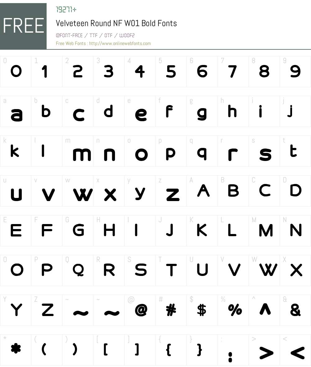 VelveteenRoundNFW01-Bold Font Screenshots