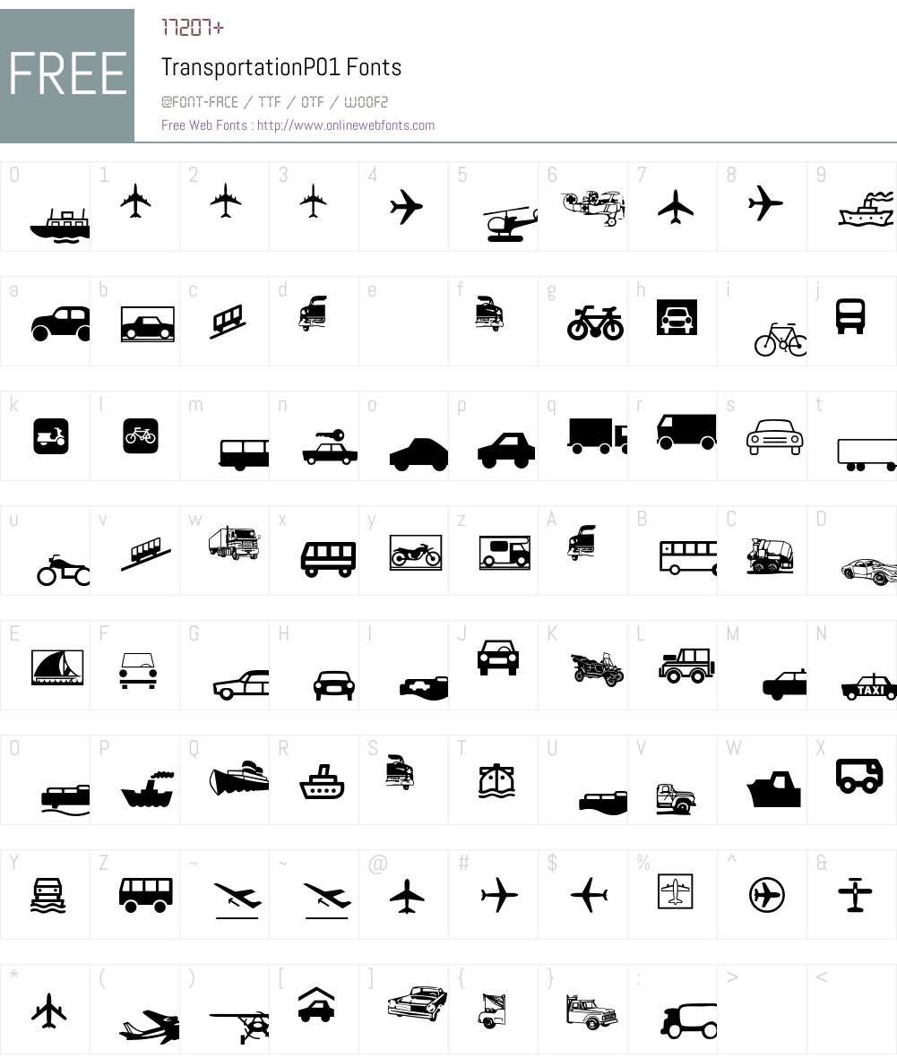 Transportation Font Screenshots