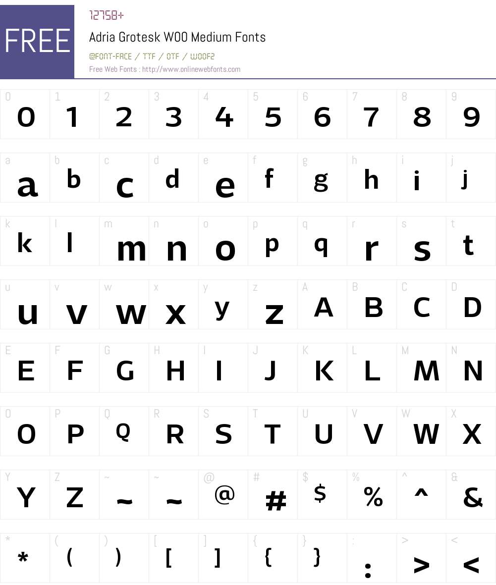 AdriaGroteskW00-Medium Font Screenshots