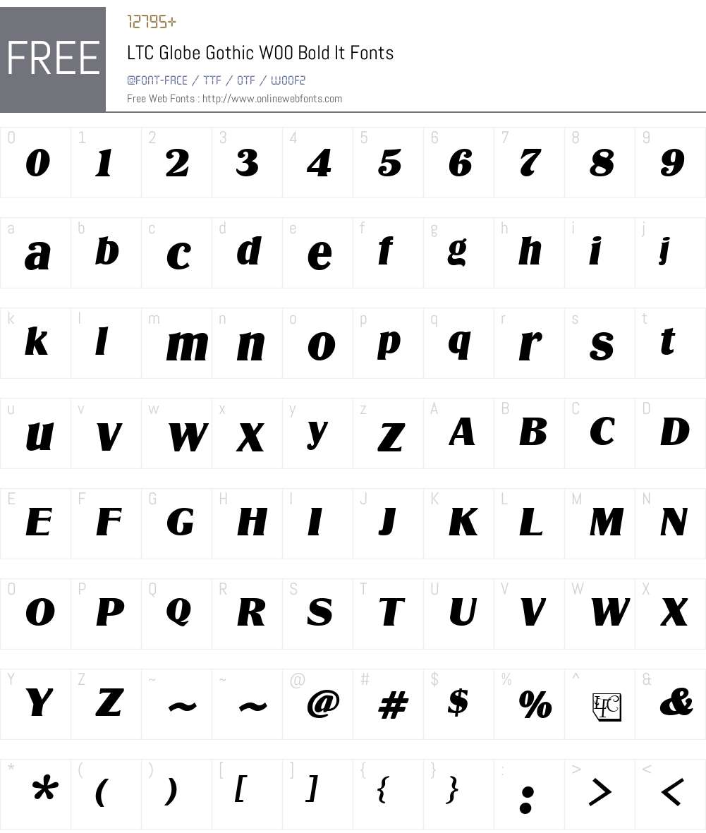 LTCGlobeGothicW00-BoldIt Font Screenshots