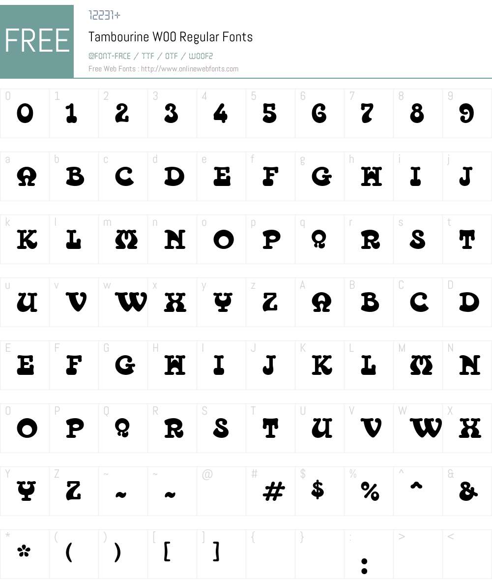 TambourineW00-Regular Font Screenshots