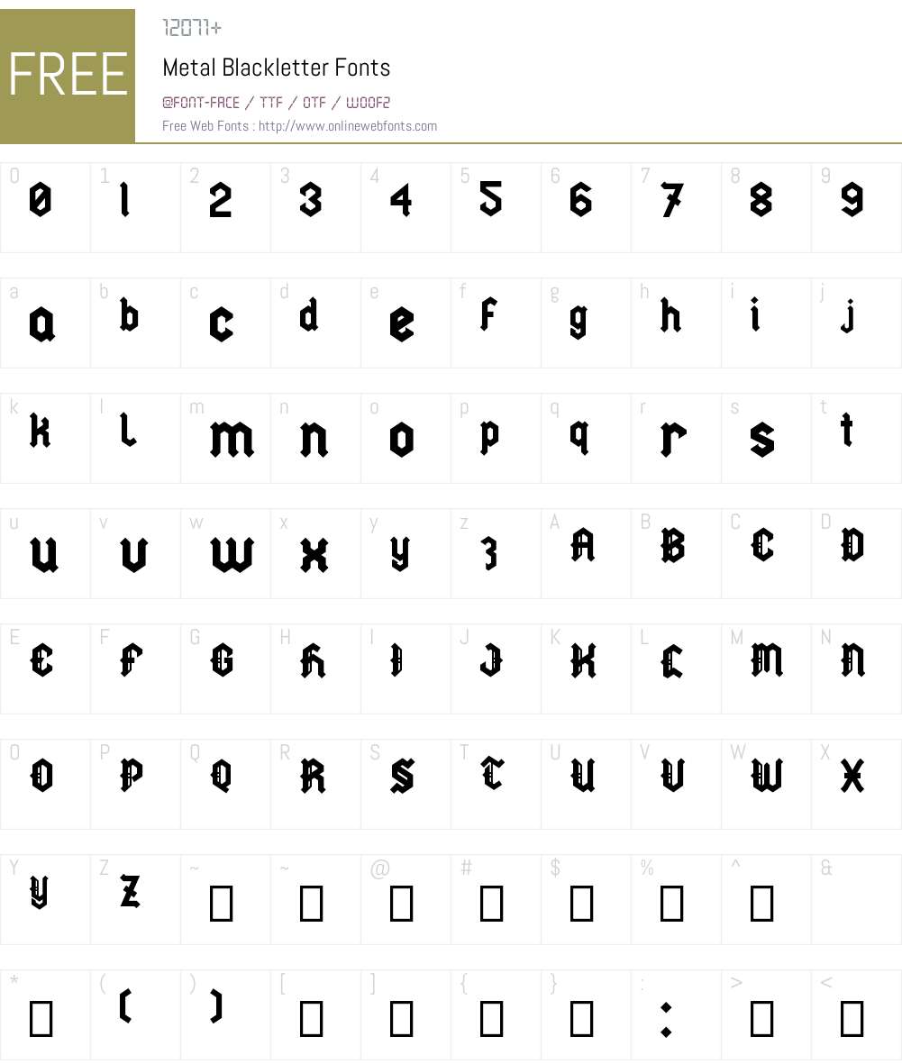 Metal Blackletter Font Screenshots