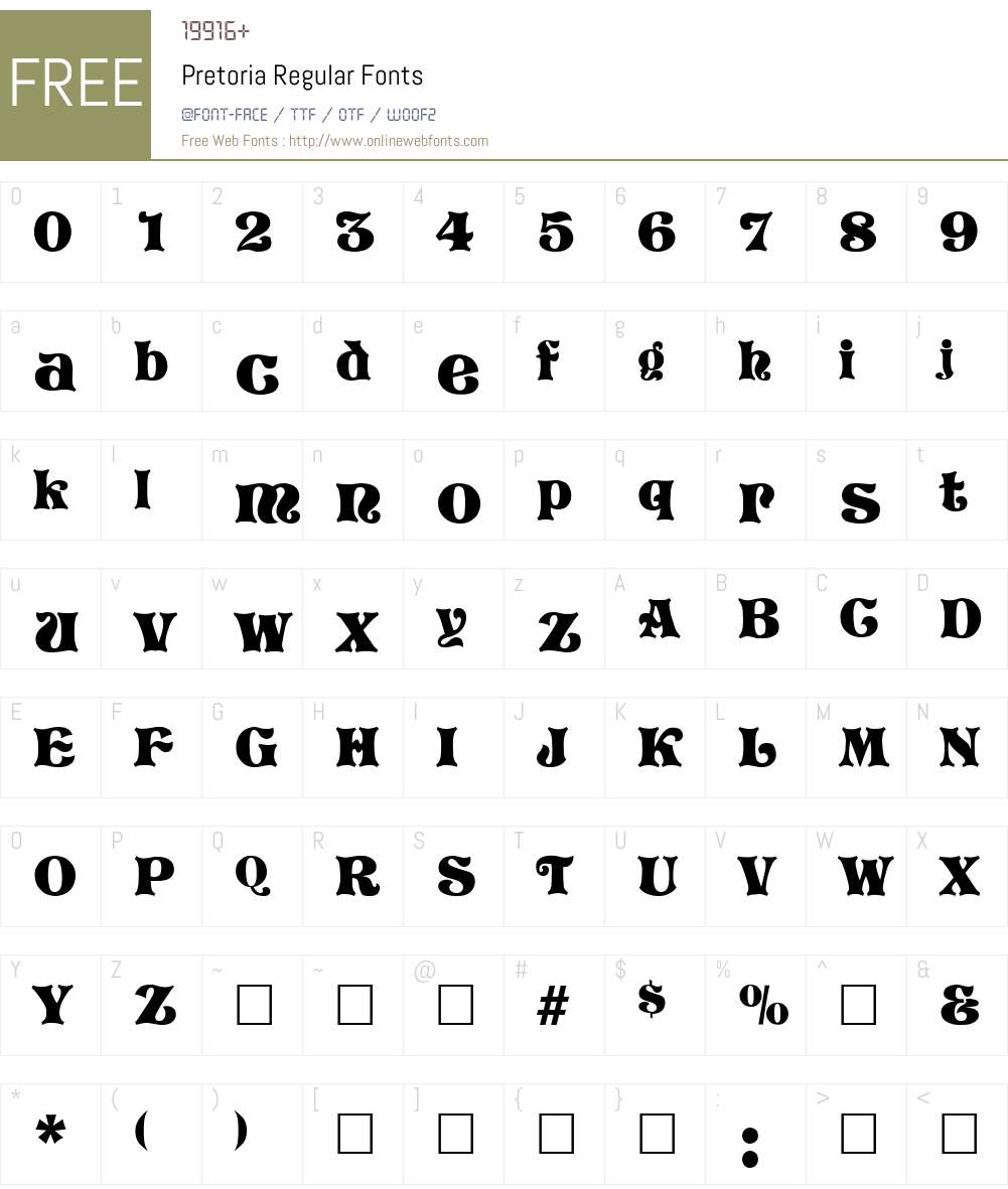 Pretoria Font Screenshots