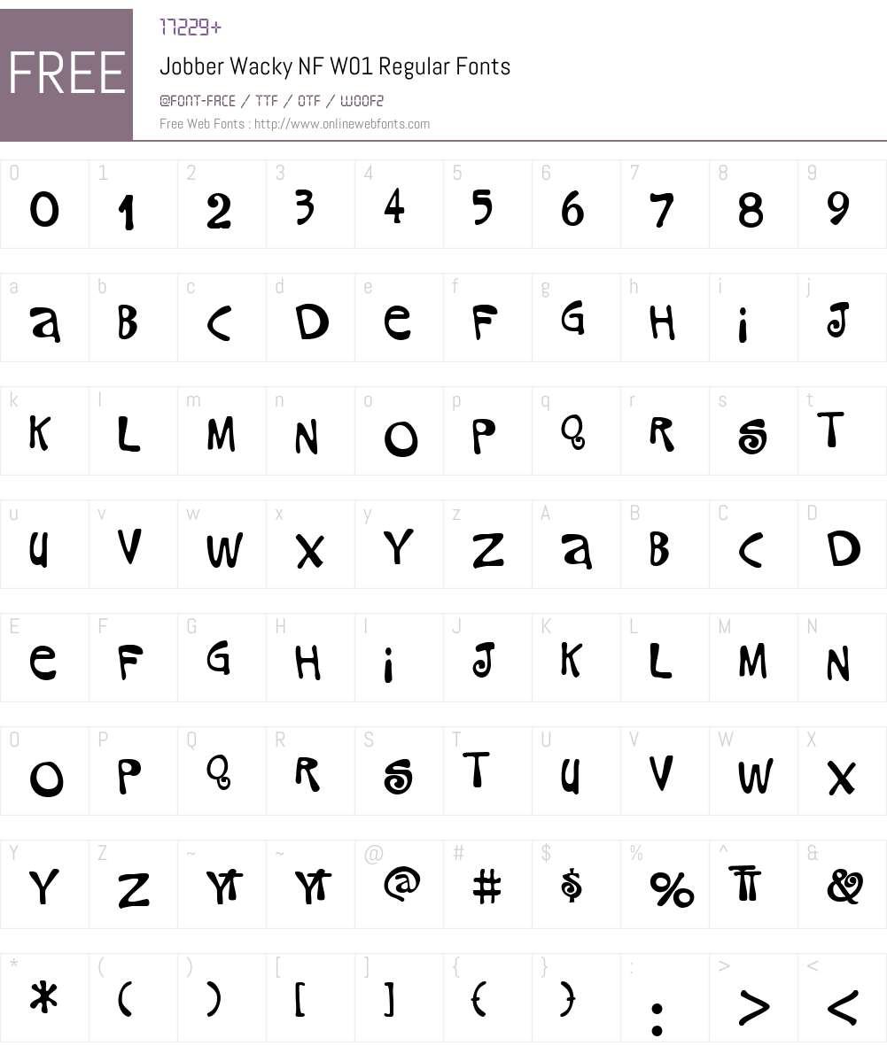 JobberWackyNFW01-Regular Font Screenshots