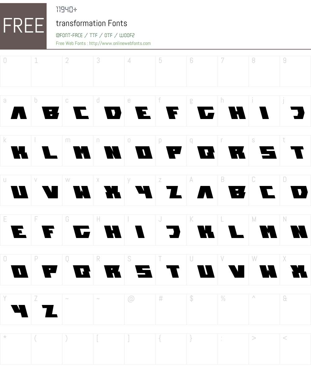 transformation Font Screenshots