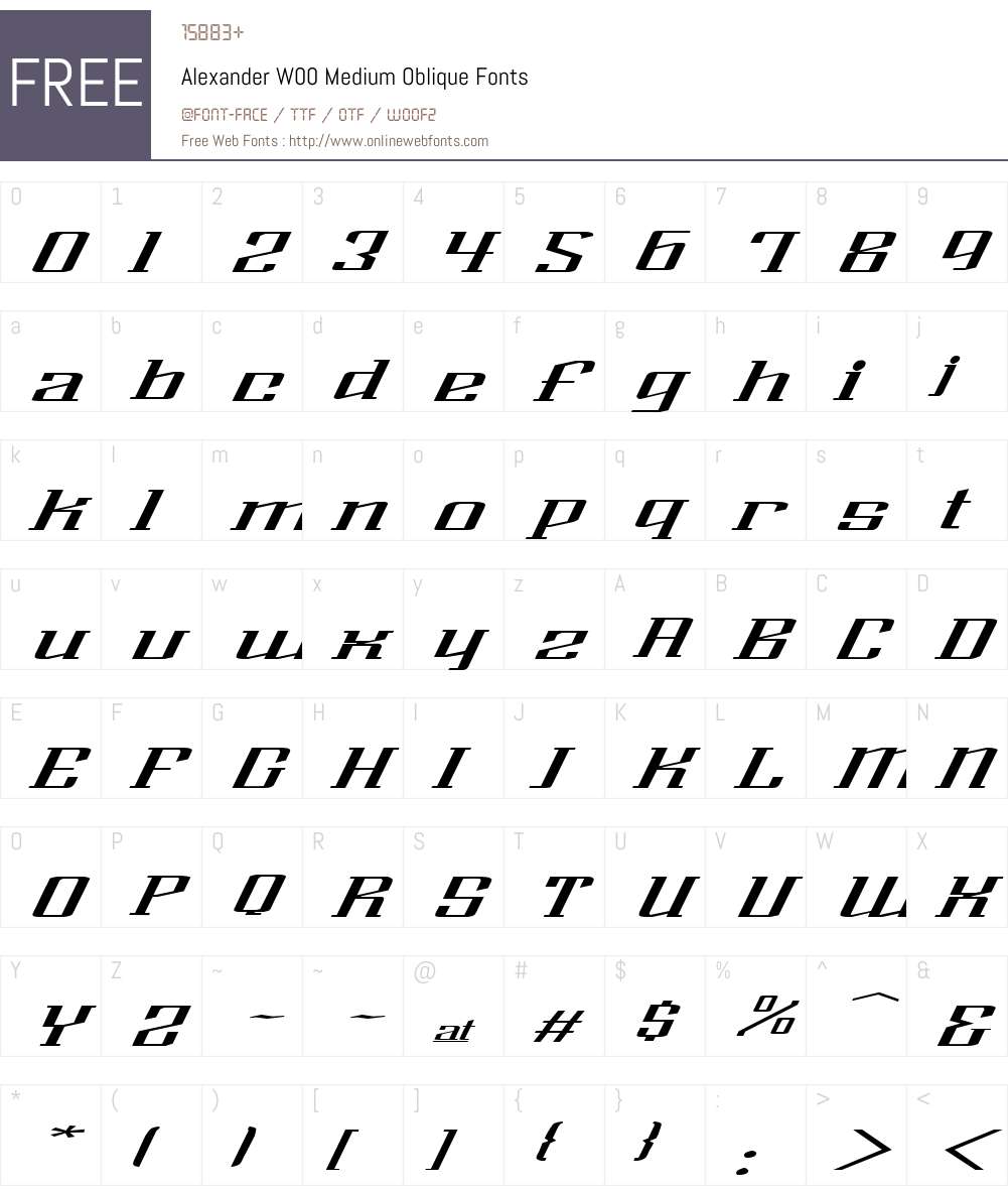 AlexanderW00-MediumOblique Font Screenshots
