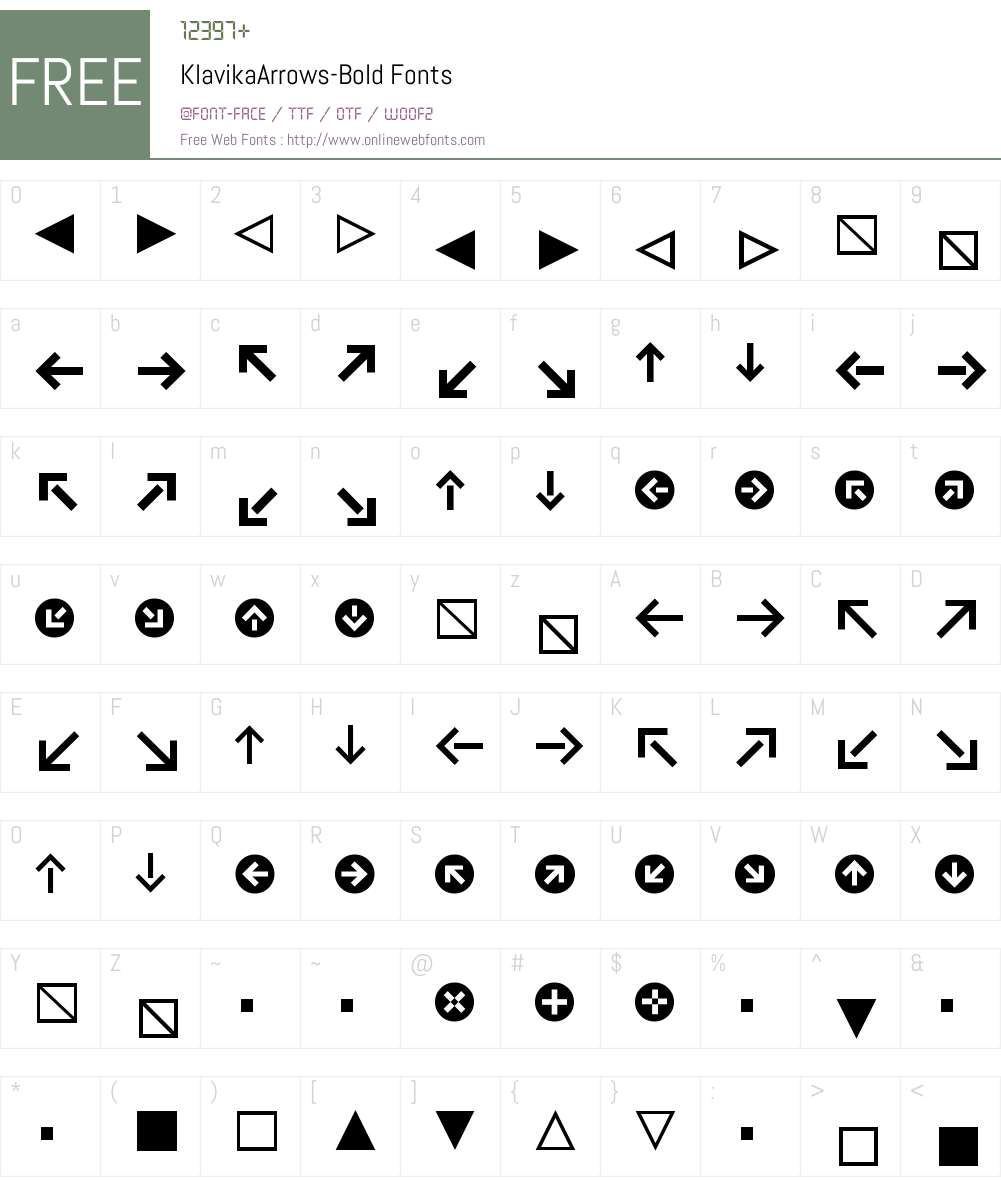 Klavika Arrows Font Screenshots