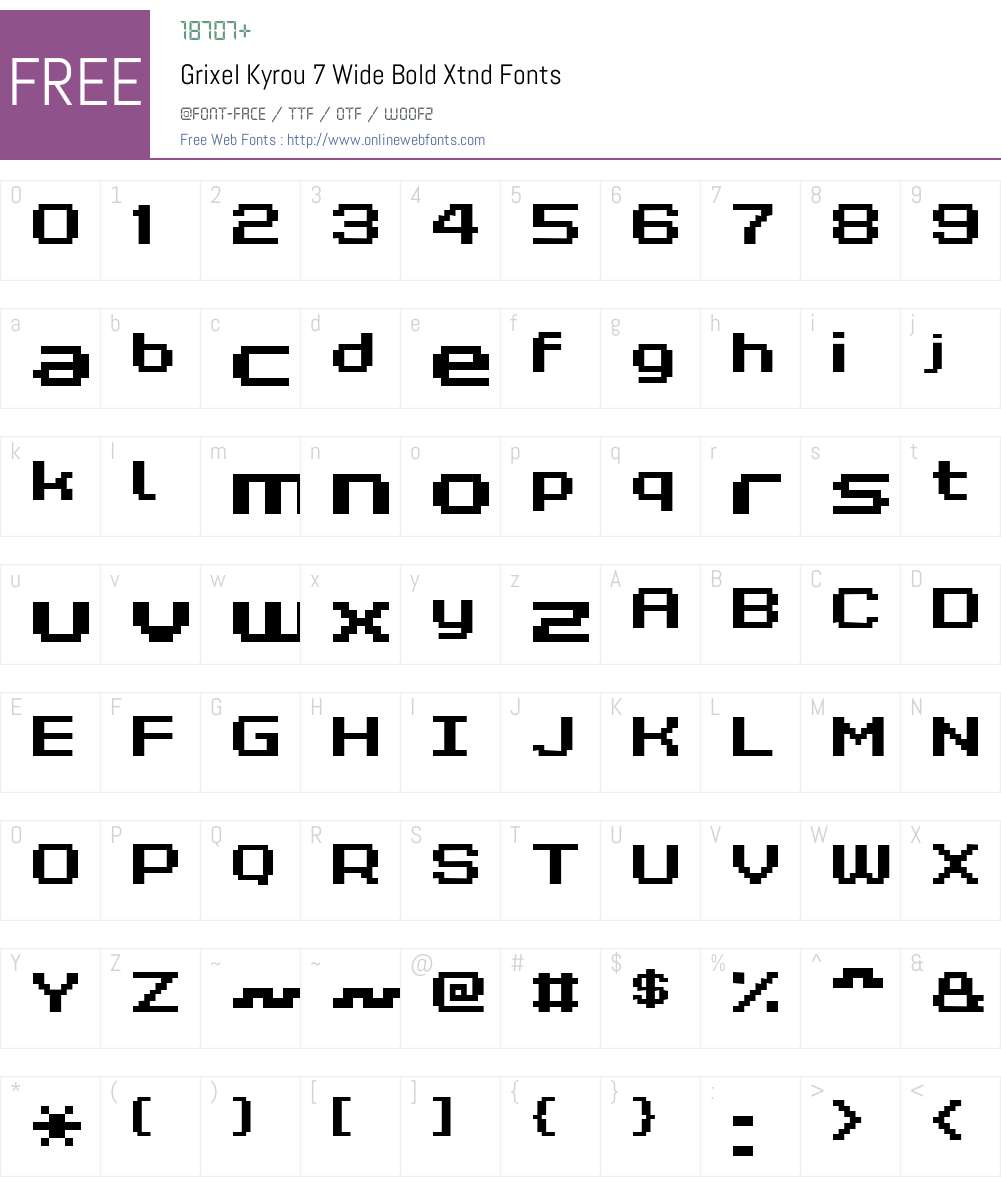 Grixel Kyrou 7 Wide Bold Xtnd Font Screenshots
