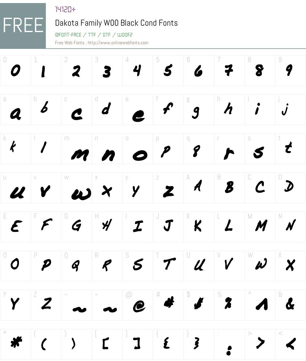 DakotaFamilyW00-BlackCond Font Screenshots