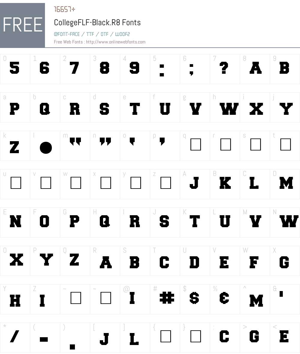 CollegeFLF-Black.R8 Font Screenshots